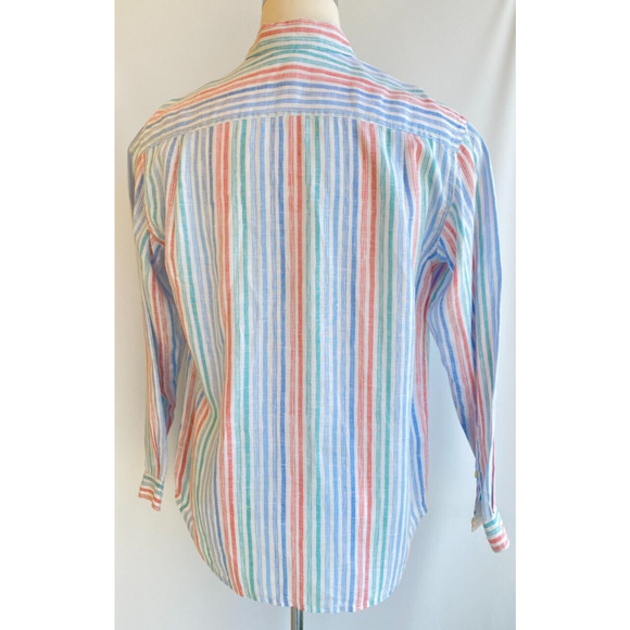Tommy Bahama 100% Linen Shirt Button Up Long Sleeve Striped sz M - Picture 3 of 4